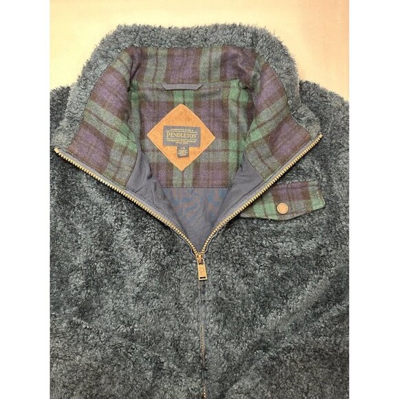 Pendleton Women's Medium Blue Sherpa Teddy Full Zip Fleece Deep Pile Jacket,Sz L - Picture 6 of 9